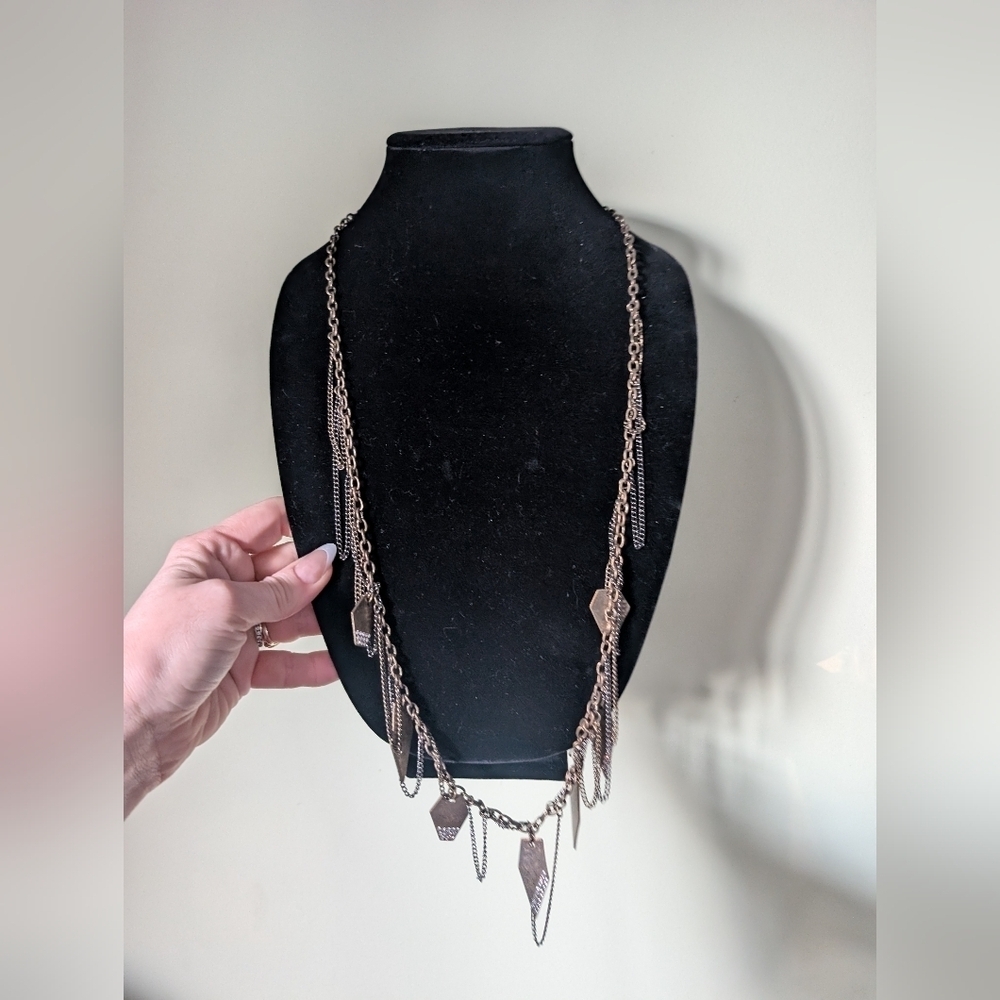 Long Goldtone Chain Necklace with Charms